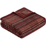 IBENA Jacquard Decke Malang Kuscheldecke 150 x 200 cm Grau/Rot