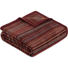 IBENA Jacquard Decke Malang Kuscheldecke 150 x 200 cm Grau/Rot