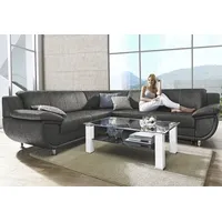 Ecksofa TRENDMANUFAKTUR "Rondo wahlweise mit Schlaffunktion, bequeme Armlehnen", grau (anthrazit, grau), B:267cm H:85cm T:247cm, Microfaser PRIMABELLE (100% Polyester);Kunstleder SOFTLUX;Struktur (54% Polyacryl, 46% Polyester);NaturLEDER (echtes Rindsleder) in Sitz und Rücken, Korpus Kunstleder SOFTLUX, Sofas, Ecksofa, L-Form, wahlw.mit Federkern, Füße chromfarben, Unser Dauertiefpreis