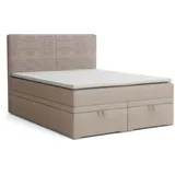 Deine Möbel 24 Boxspringbett DANIEL Boxbett Polsterbett Komplettbett Bett mit einer Matratze H4 (Taschenfederkernmatratzen 7 Zonen H4 Grau Hellgrau Schwarz Anthrazit Beige Samt Velour, 3-St., Taschen-federkernmatratze 7 Zonen H4 PREMIUM Bett), inkl Topper, Bettkasten 120x200 140x200 160x200 180x200 200x200 beige