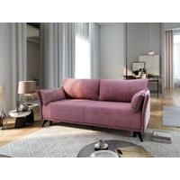 Fun Möbel Schlafsofa Sofa Designersofa GARNIER 3-Sitzer mit Schlaffunktion, inkl. 2 Zierkissen, mit Bettkasten, Rundumbezogen rosa
