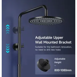 Rainsworth Duschsystem ohne Armatur Schwarz 25 cm