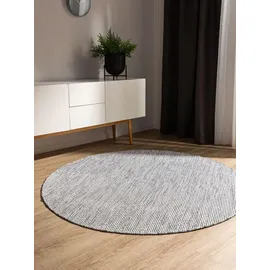 benuta Teppich Wohnzimmer Baumwollteppich Ron Beige/Schwarz ø 240 cm rund Wohnzimmerteppich Baumwolle - Beige/Schwarz