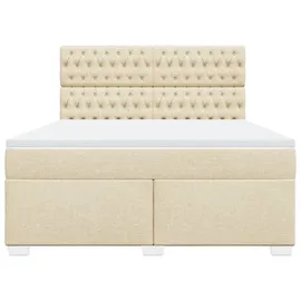 vidaXL Boxspringbett mit Matratze Creme 180x200 cm Stoff