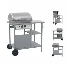 vidaXL Gasgrill mit Beistelltisch auf 3 Ebenen silber 47393