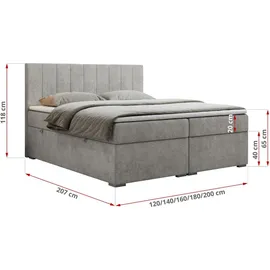 MKS Meble BOXBETT LOPE 160/200 - Hellgrau Strukture - H3