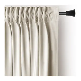 AmeliaHome Restilo Set Vorhang H 270 x B 140 cm mit Raffhalter 54 x 10 cm Velvet Optik Hellbeige 1 St. Kräuselband Wellenband Samt Halbverdunkelungsvorhang Fensterdekoration Dekoschal Dekorvorhang