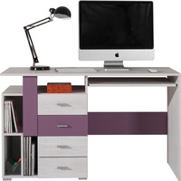 Furniture24 Schreibtisch Next NX13 Computertisch mit 4 Schubladen und Auszieh Tastaturablage