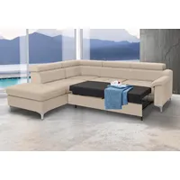 exxpo - sofa fashion Ecksofa »Florenz, aktuelles Design, komfortabler Sitz und bequemen Armlehnen«, mit Kopfteilverstellung, wahlweise mit Bettfunktion, L-Form beige