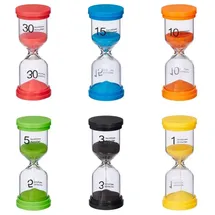 Relaxdays 6er Set Sanduhren für Kinder Gelb,Grün,Orange