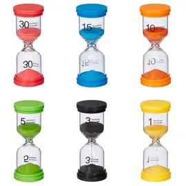 Relaxdays 6er Set Sanduhren für Kinder Gelb,Grün,Orange