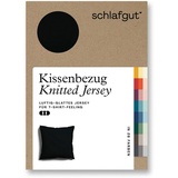 SCHLAFGUT Knitted Jersey aus Bio-Baumwolle mit Elasthan, bügelfrei,«, (1 St.), besonders fein gestrickt, Kissenhülle mit farbigem Reißverschluss, schwarz