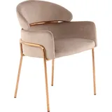 Polsterstuhl KAYOOM "Stuhl Corey 125, komfortabler Stuhl,angesagter Retro-Look", rosa (taupe, roségold, roségold), B:58cm H:79cm T:57cm, Sitz: Bezug 100% Polyester / Gestell: Edelstahl, Stühle, Polsterstuhl, samtweicher Bezug, pflegeleicht, sehr gemütlich, angesagter Retro-Look