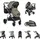 Moni Kombikinderwagen 2 in 1 Kali 22 kg umbaubar, Korb, Getränkehalter, Tasche grün