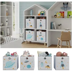 Vicco Faltboxen - 2er Set "Weltall", 30 x 30 cm, Grau, Aufbewahrungsbox, abwaschbar