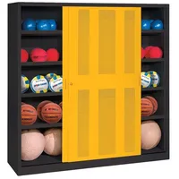 C+P Ballschrank mit Lochblech-Schiebetüren (Typ 4). HxBxT: 195x120x60 cm