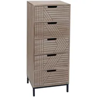 MCW Kommode MCW-N90, Schrank Highboard, 3D-Design 5 Schubladen Holz