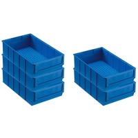 SparSet 5x Blaue Industriebox 300 B | HxBxT 8,1x18,3x30cm | 3,4 Liter | Sichtlagerkasten, Sortimentskasten, Sortimentsbox, Kleinteilebox