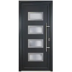 Meeth Aluminium-Haustür »Signum Alu«, satiniertes Glas, titan, nach Innen öffnend - grau