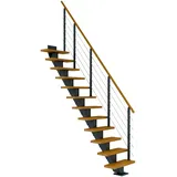 DOLLE Mittelholmtreppe Frankfurt (Breite: 75 cm, Gerade, Anthrazitgrau, Farbe Stufen: Eiche, Natur, Geschosshöhe: 240 – 279 cm)