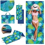 Strandmatte Faltbar XXL Gepolstert, Dicke Wasserdichte Liegematte für Steinstrand Sand, Bequeme Picknickdecke mit Tragegriff 180x75x2cm Palm Breeze