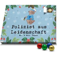 Mr. & Mrs. Panda Schoko Adventskalender Polizist Leidenschaft - Blau Pastell - Geschenk, Abschied, Polizei, Kollegin, Jubiläum, Schokoladen Advent... - Blau