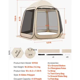 Vevor Pop up Zelt 3304,8x280,4 cm Beige