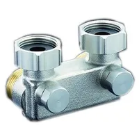 OVENTROP Umlenkstück mit Absperrung Winkelform, 50mm, 1/2"AGx3/4"AG, vernickelt