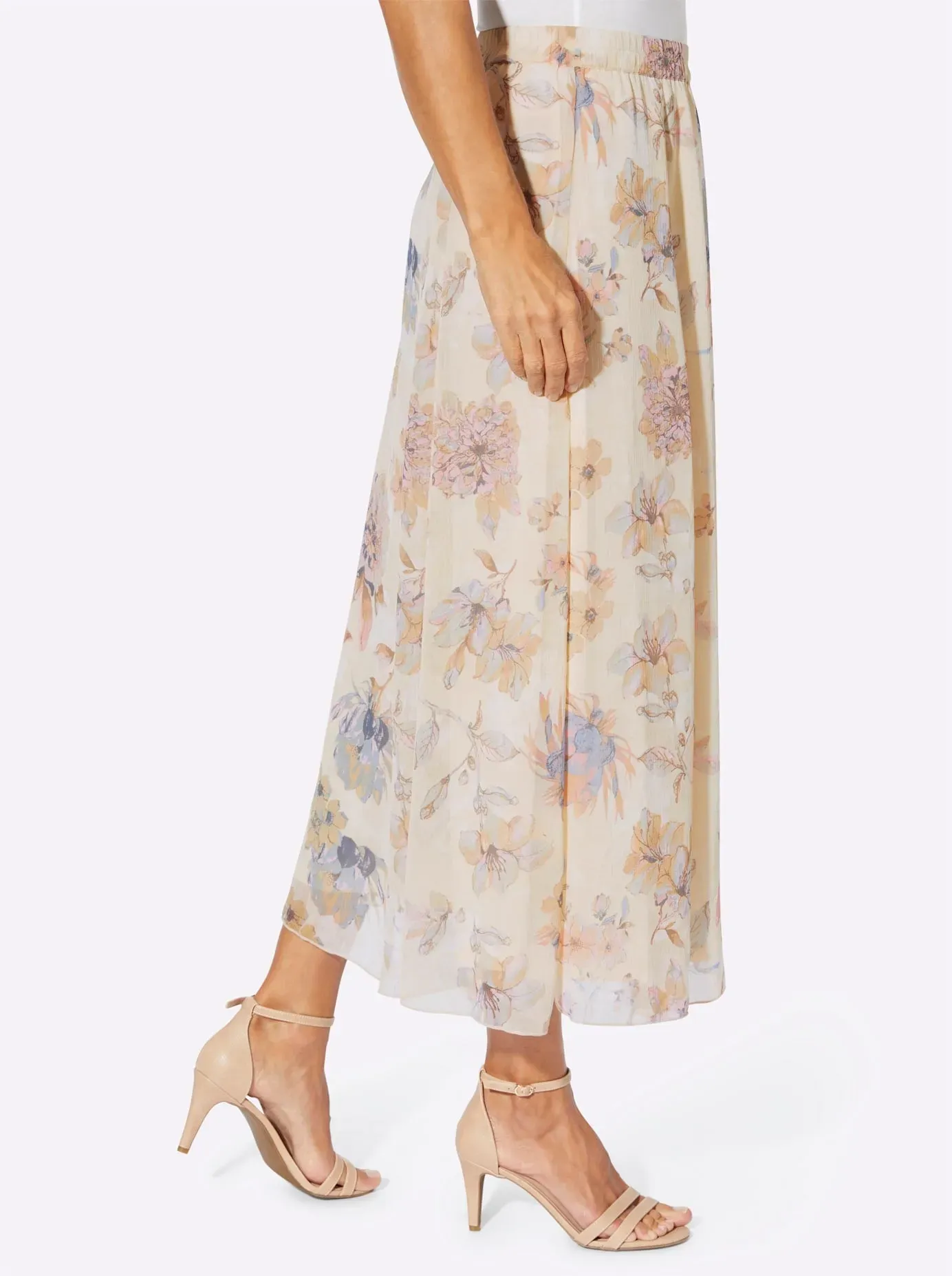 Schlupfrock LADY, Damen, Gr. 36, rosa (ecru, hortensie, bedruckt), 100% Polyester, geblümt, gemustert, mehrfarbig, lang, Röcke