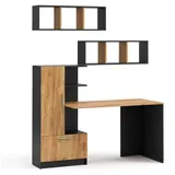 Vicco Schreibtisch-Set Tomy, Anthrazit/Goldkraft Eiche, 150 x 59 cm 3er Set da 2 Regale+schreibtisch, Vicco