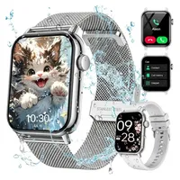 ibettertec 2026 Neues Smartwatch Damen Herren mit Telefonfunktion, Smartwatch 1.85'' HD Fitnessuhr,Silikonarmband + Metallarmband Kombinationsset,Smart Watch for Women mit 200+ Sportmodi,Fitness Tracker mit Herzfrequenz,SpO2,Schrittzähler & Schlafmonitor,IP68 für iOS Android, Silikon- und Edelstahlarmband Kombination, Silikon- und Edelstahlarmband Kombination silberfarben