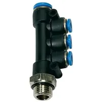 Riegler 135707-146.0148 T-Mehrfachverteiler »Blaue Serie«, drehbar, G 1/4 außen,