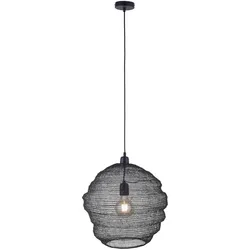 Pendellampe, E27 Fassung, schwarze Netzoptik, Industrial Design, modern