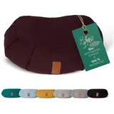 #DoYourYoga Zafu Halbmondkissen »Ganesh« mit Bio-Buchweizenschalen (KBA) waschbarer Bezug | 45 x 30 x 14 cm | Meditations-, Sitz-, Rondokissen für Yin Yoga | bordeaux