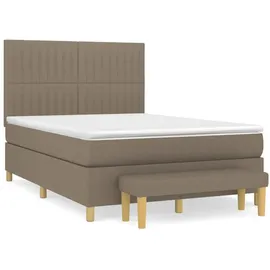 vidaXL Boxspringbett mit Matratze Taupe 140x200 cm Stoff