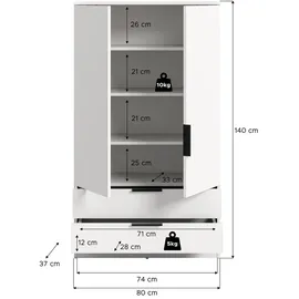 Möbel Boss Wäscheschrank Kopenhagen 80 x 140 x 37 cm Weiß