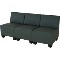 Mendler Modular 2-Sitzer Sofa Couch Lyon, Kunstleder dunkelgrau, ohne Armlehnen