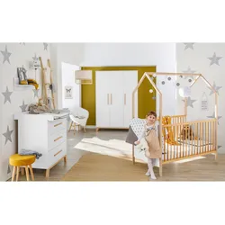 Schardt 3-tlg. Babyzimmer Venice mit Babybett Haus, weiss