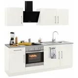 WIHO KÜCHEN Küchenzeile »Cali«, mit E-Geräten, Breite 220 cm mit Metallgriffen, weiß