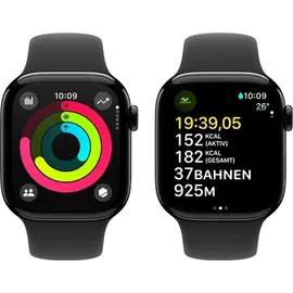 Apple Watch Series 10 GPS + Cellular 42 mm Aluminiumgehäuse diamantschwarz Sportarmband schwarz S/M