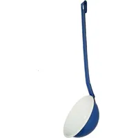 Linoows Emaille Schöpfkelle, Suppenkelle, Schöpflöffel, Kelle weiß blau 30