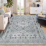 Capslpad Grau Vintage Teppich Wohnzimmer 160x230cm, Retro rutschfest Kurzflor Waschbarer Teppiche, Weich Schlafzimmer Wohnzimmerteppich für Wohnzimmer Schlafzimmer Büro Bereich Esszimmer Living Room