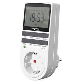 Ansmann Zeitschaltuhr, Steckdose, digital mit 10 Schaltzeiten, LCD-Display, Zufallsfunktion, Sommerzeitschaltung, 3680W, Wochenzeitschaltuhr, weiß