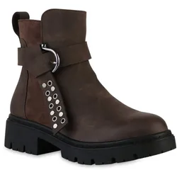 Damen Biker Boots in Braun