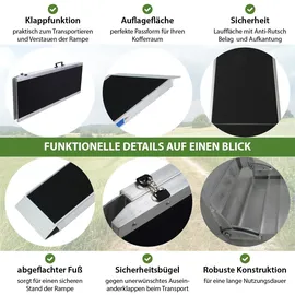 Trutzholm Hunderampe klappbar 215 cm Traglast 180 kg Alu grau schwarz beschichtet Tierrampe Tasche