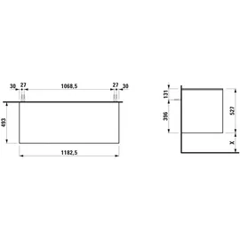 Laufen LANI Schubladenelement, ohne Ausschnitt, 1180x495x525mm, H4043301122671, Farbe: Wildeiche
