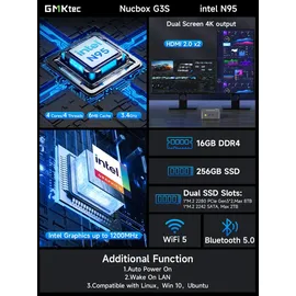 gmktec Mini-PC G3S Intel N95 4K Ultra HD 16 GB RAM 512 GB SSD Intel UHD Graphics Windows 11 Pro