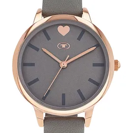 Tom Tailor 2100732 36 mm Kunstledergehäuse Roségold Sportarmband Grau