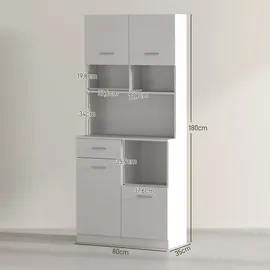 Homcom Küchenbuffet Hochschrank 80 x 35 x 180 cm Weiß