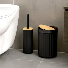 Relaxdays Badezimmer Set Badaccessoire-Set Schwarz